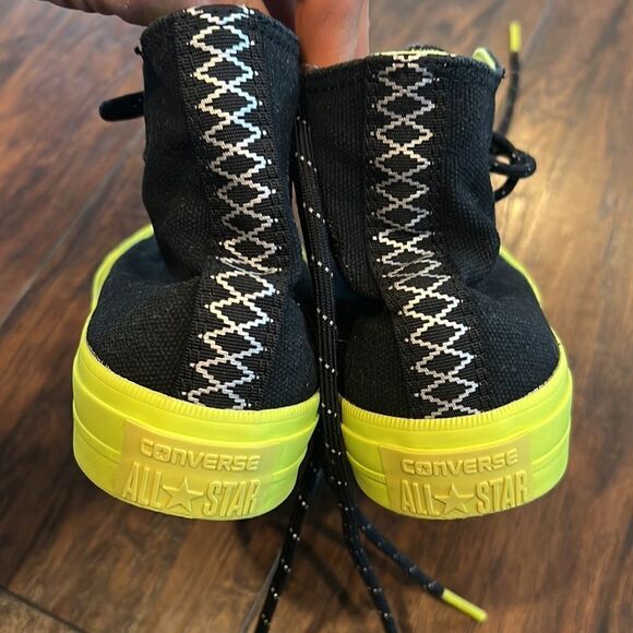 Converse Counter Climate high tops size 7 black and neon yellow EUC Chuck Taylor - Picture 3 of 11
